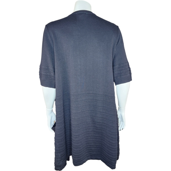 Isaac MIzrahi Live! Cascade-Front Sweater Cardigan Short Sleeve Black Small NWOT - Picture 8 of 14